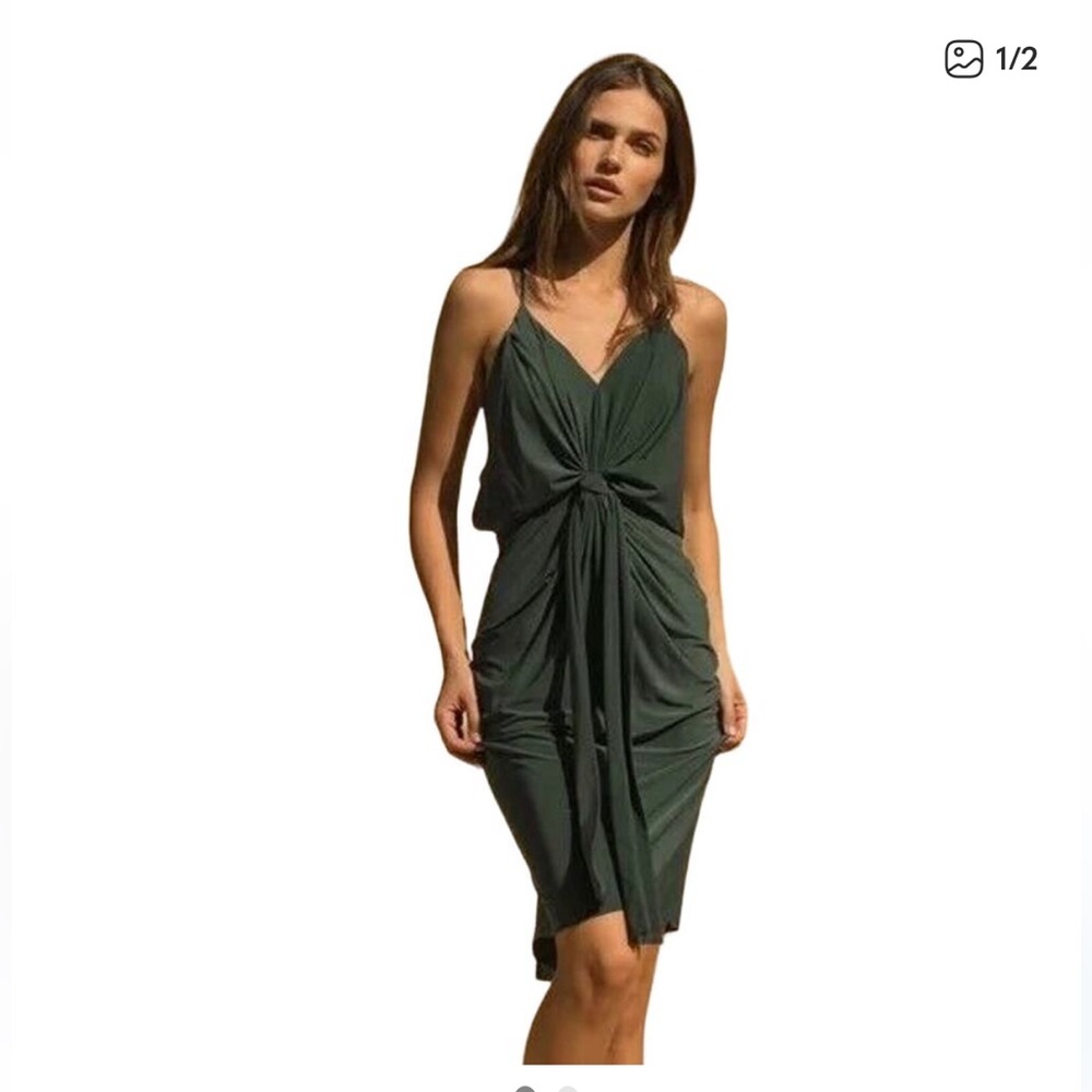MISA Los Angeles Green Midi Dress